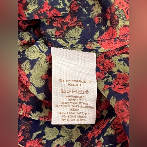 Free People Sheer button down floral shirt sz L - Picture 8 of 12